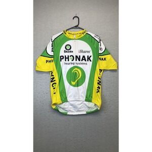 Phonak Team Cycling Jersey Mens XXL Short Sleeve‎ Green Yellow Zip BMC iShares